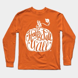 Happy Fall Y'All Cute Pumpkin Graphic White Long Sleeve T-Shirt